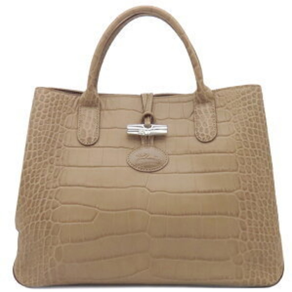 Long champ handbag Rozo leather beige tote bag